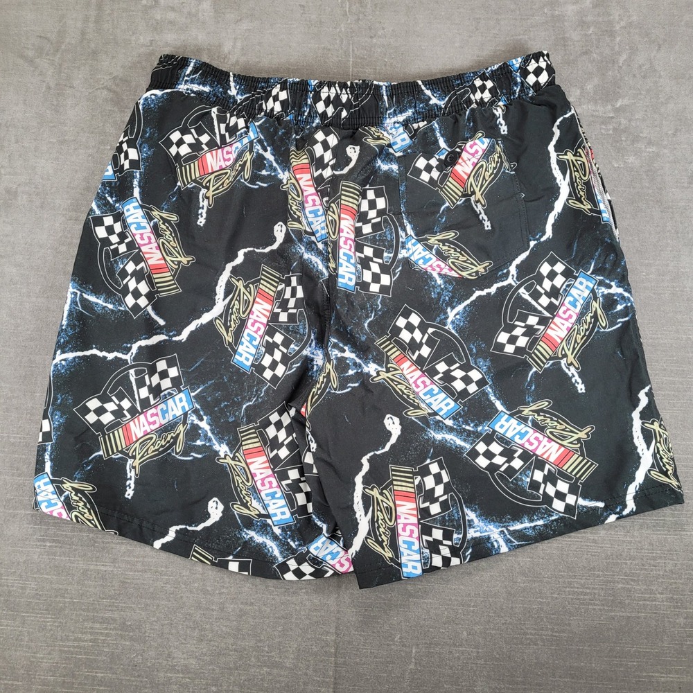 NASCAR Racing Mens Swim Trunks 2XL Black Lightning Graphic Board Shorts